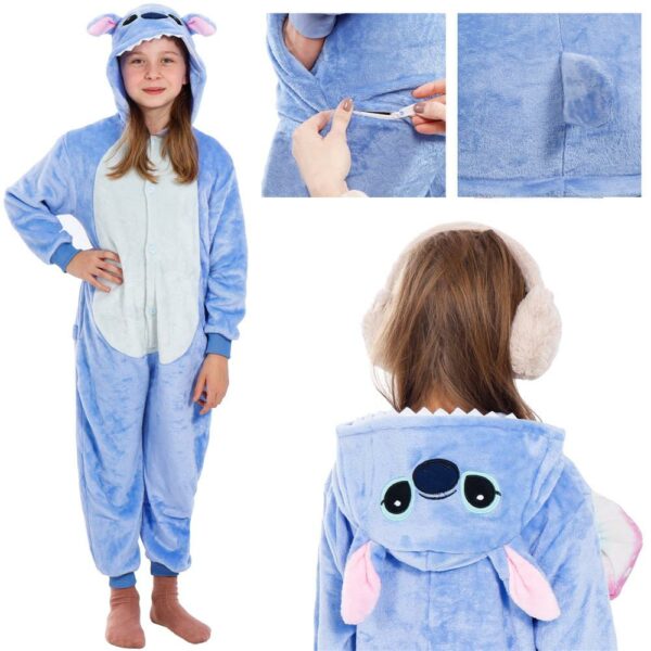 Pijama tip salopeta pentru copii, model stitch, marime 120-130cm - Image 13