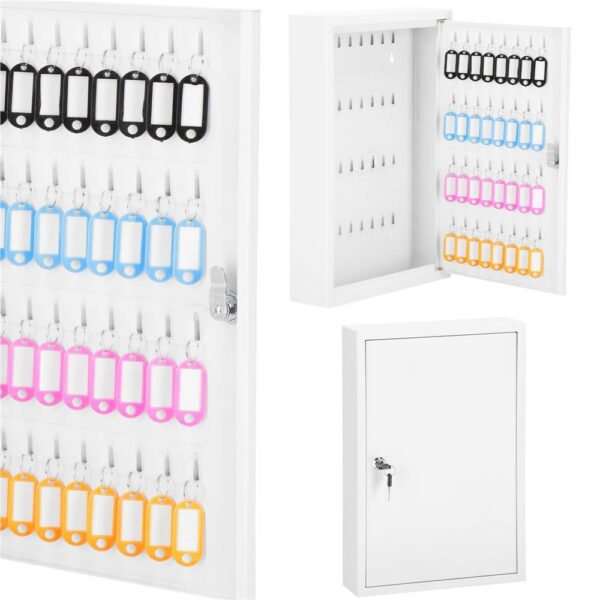 Cutie metalica din otel pentru 64 chei, echipata, 45x30x8cm, alba - Image 12