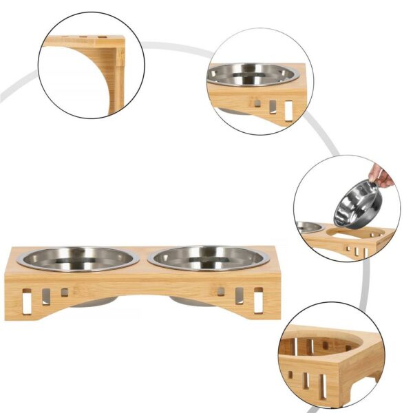Set de 2 castroane din inox cu suport de bambus, 2x14cm - Image 12