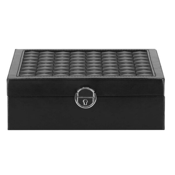 (DL) Cutie depozitare si organizare bijuterii, MDF, piele ecologica, 25 x 25 x 8,5cm, negru - Image 12