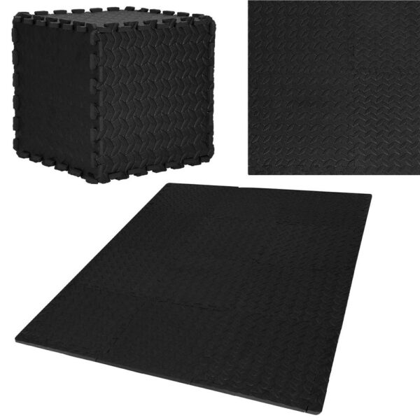 Covor din spuma pentru copii, tip puzzle, 12 piese, termoizolant, 118x90 cm, negru - Image 12