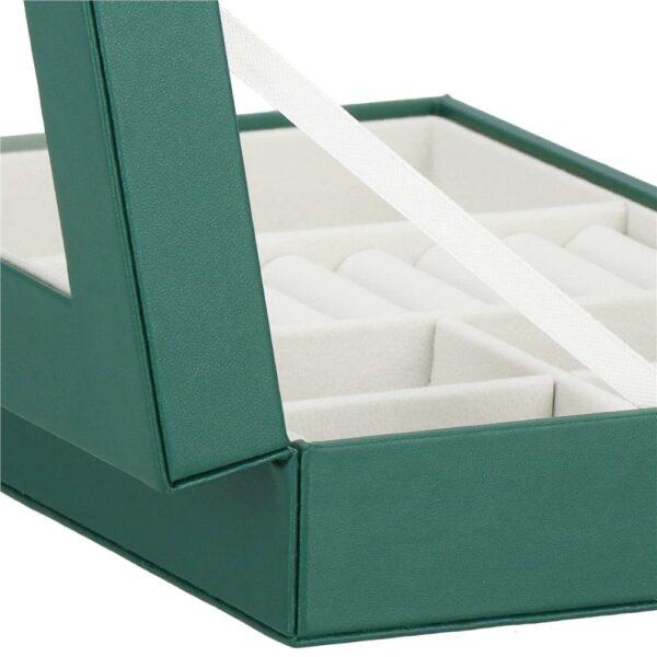 (DL) Cutie depozitare si organizare bijuterii, MDF, piele ecologica, 23,5 x 14 x 5,5cm, verde sticla - Image 12