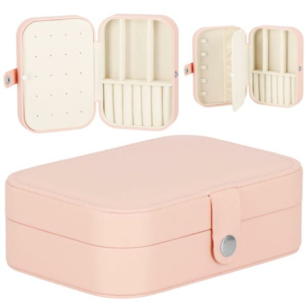 (DL) Cutie depozitare si organizare bijuterii, MDF, piele ecologica, 16 x 11 x 5cm, roz - Image 13