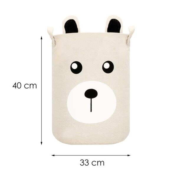 Cos depozitare haine sau jucarii, 40x33cm, bumbac si in, 43 l, ursulet, bej - Image 13