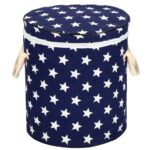 Tárolókosár ruhák vagy játékok tárolására, 40x35 cm, pamut és lenvászon, 43 l, sötétkék