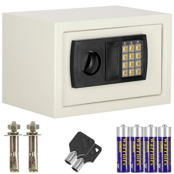Seif electronic standard cu cifru si cheie, 200x300x200 mm, Otel, Bej - Image 14
