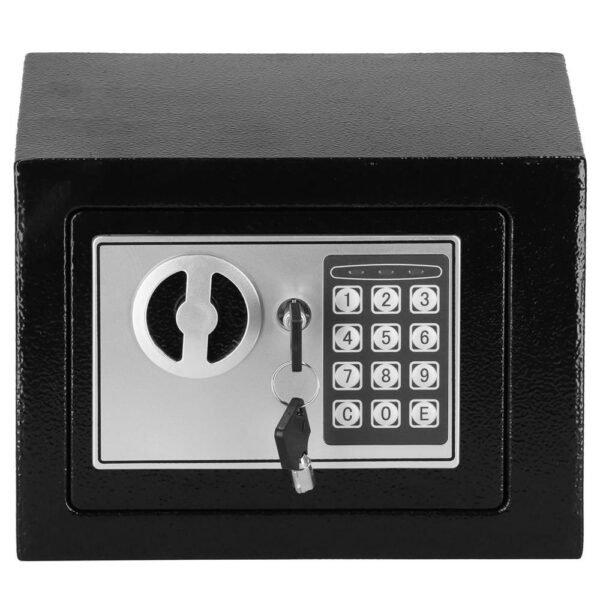 Standard elektronikus széf kóddal és kulccsal, 170x230x170 mm, Acél, Fekete - Image 12