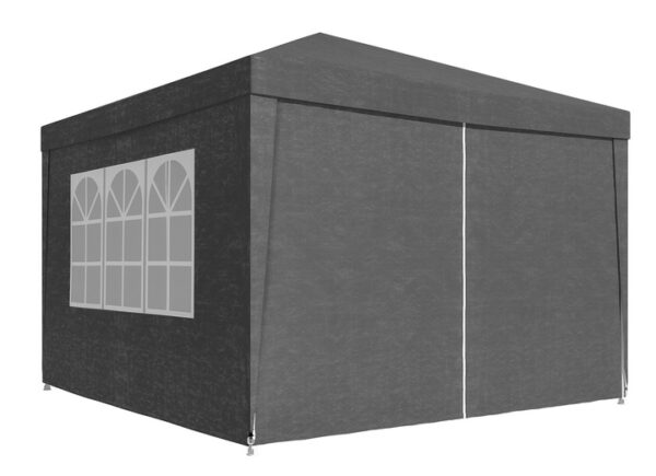 Kerti pavilonsátor, 300x300 cm, 4 oldalfallal ablakos, vízálló, UV-álló, szürke - Image 13
