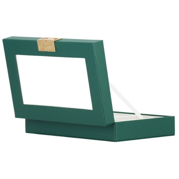 (DL) Cutie depozitare si organizare bijuterii, MDF, piele ecologica, 23,5 x 14 x 5,5cm, verde sticla - Image 13