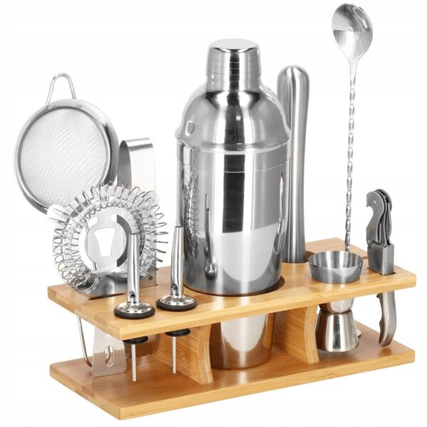 Cocktail Shaker készlet pultosoknak 750 ml, KI10, bambusz tartó, 12 darab - Image 21