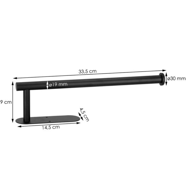 Acél wc papír tartó, öntapadós rögzítés, 33,5cm, fekete - Image 15