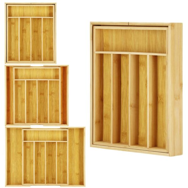 Organizator tacamuri si ustensile bucatarie, bambus, extensibil 28-45x33x5cm - Image 14