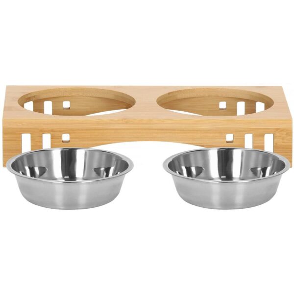 Set de 2 castroane din inox cu suport de bambus, 2x14cm - Image 14