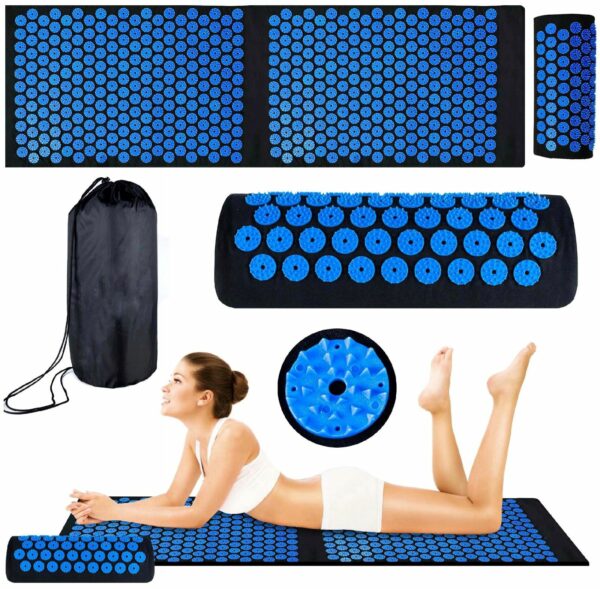 Matrac és párna akupresszúrás fájdalomcsillapításhoz, 130x50cm, kék - Image 14