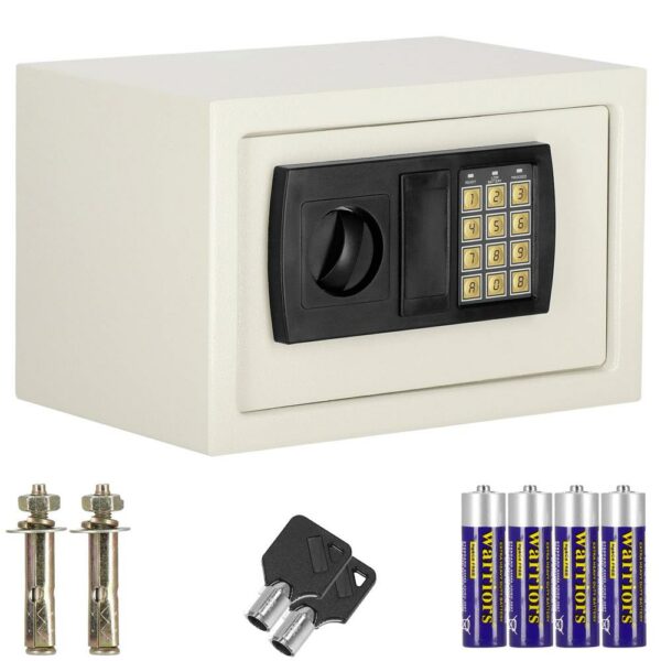 Seif electronic standard cu cifru si cheie, 200x300x200 mm, Otel, Bej - Image 15