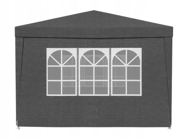 Kerti pavilonsátor, 300x300 cm, 4 oldalfallal ablakos, vízálló, UV-álló, szürke - Image 14