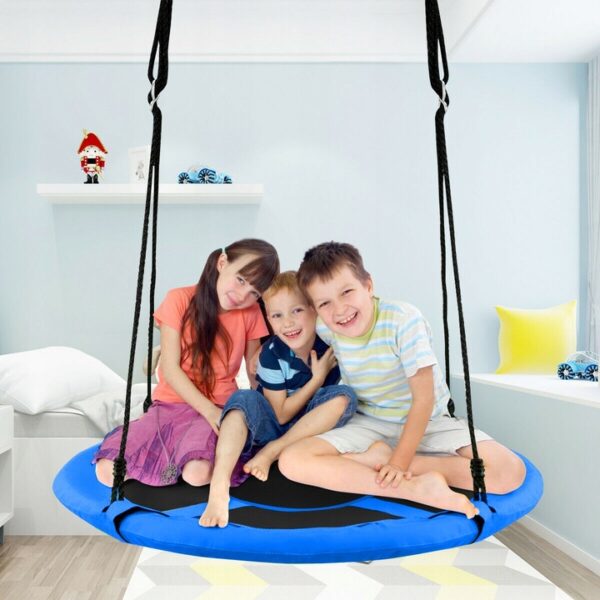 Leagan tip cuib Sersimo, 90cm, 2 in 1 cu cort de protectie, 100 kg, Albastru Galben - Image 11