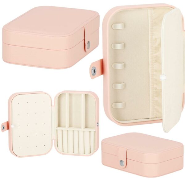 (DL) Cutie depozitare si organizare bijuterii, MDF, piele ecologica, 16 x 11 x 5cm, roz - Image 15