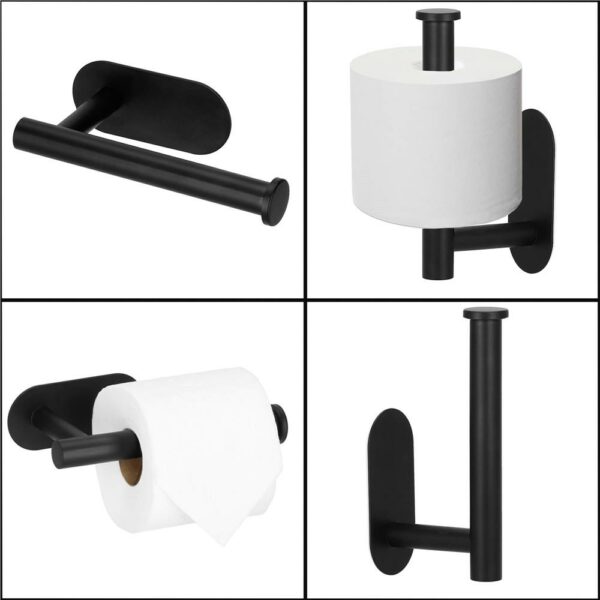 Acél wc papír tartó, öntapadós rögzítés, 16cm, fekete - Image 13