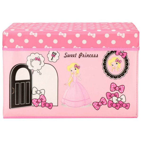 Cutie depozitare jucarii, pliabila cu capac, model printese, 48x30x29cm, roz - Image 15