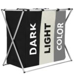 3 rekeszes szennyeskosár alumínium kerettel, 60x40x68cm, 146 liter