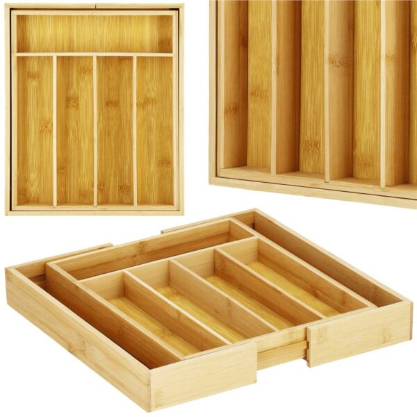 Organizator tacamuri si ustensile bucatarie, bambus, extensibil 28-45x33x5cm - Image 16