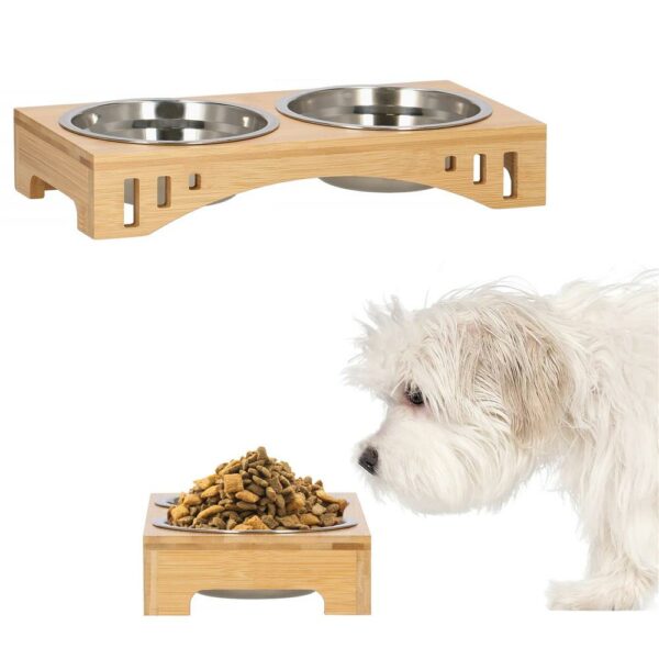 Set de 2 castroane din inox cu suport de bambus, 2x14cm - Image 16