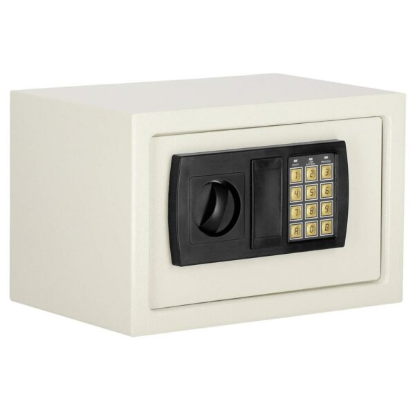 Seif electronic standard cu cifru si cheie, 200x300x200 mm, Otel, Bej - Image 16