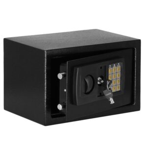 Standard elektronikus széf kóddal és kulccsal, 200x310x200 mm, Acél, Fekete