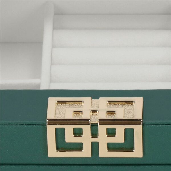 (DL) Cutie depozitare si organizare bijuterii, MDF, piele ecologica, 23,5 x 14 x 5,5cm, verde sticla - Image 16