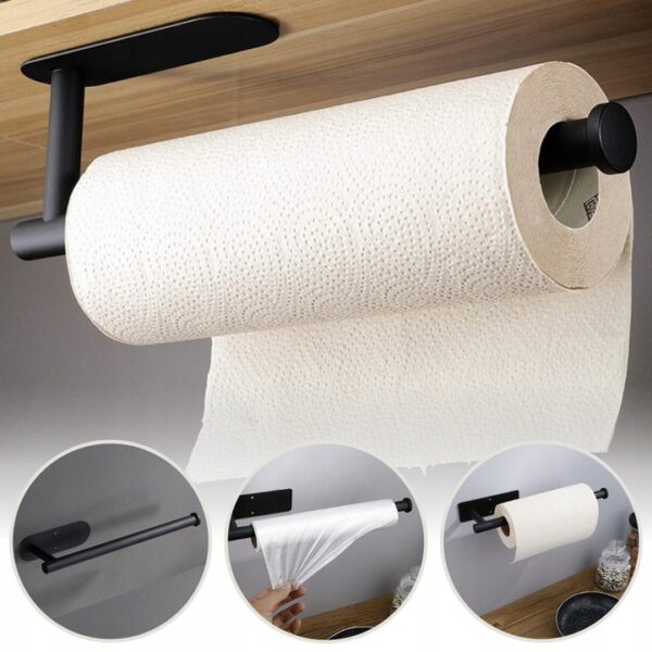 Acél wc papír tartó, öntapadós rögzítés, 33,5cm, fekete - Image 13