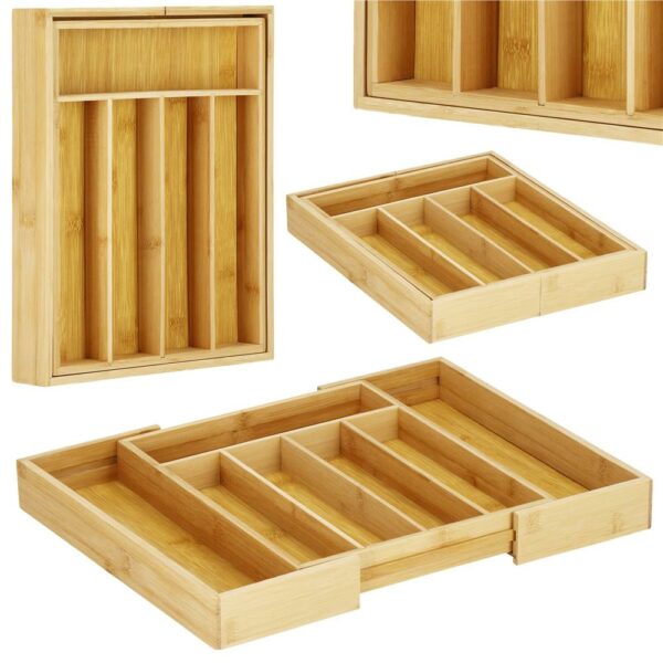 Organizator tacamuri si ustensile bucatarie, bambus, extensibil 28-45x33x5cm - Image 17