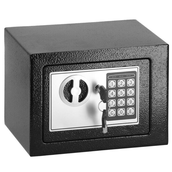 Standard elektronikus széf kóddal és kulccsal, 170x230x170 mm, Acél, Fekete - Image 16