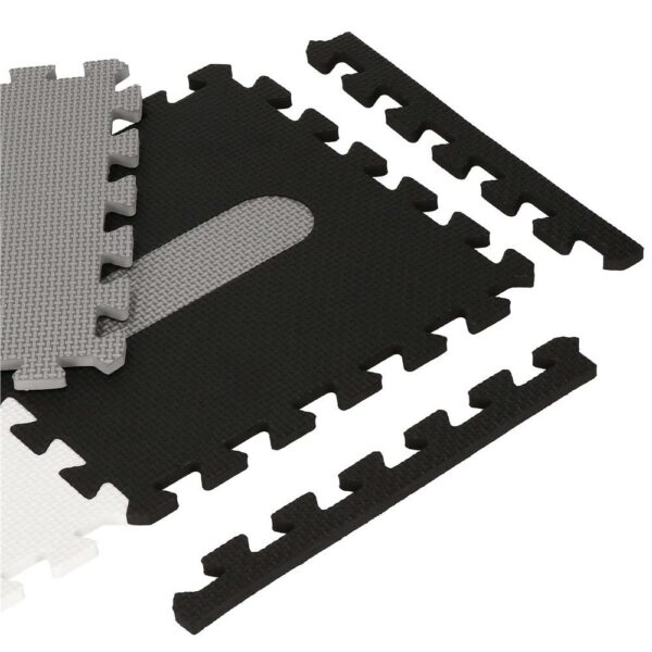 Habszivacs matrac gyerekeknek, ábécé és szám puzzle típusú, 110 db, hőszigetelő, 175x175 cm, fekete, szürke - Image 10