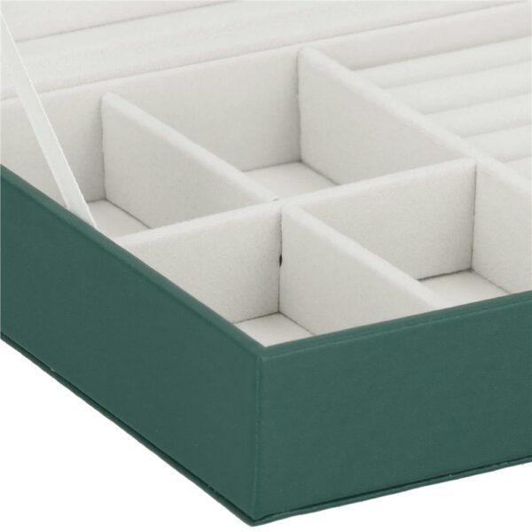 (DL) Cutie depozitare si organizare bijuterii, MDF, piele ecologica, 23,5 x 14 x 5,5cm, verde sticla - Image 17