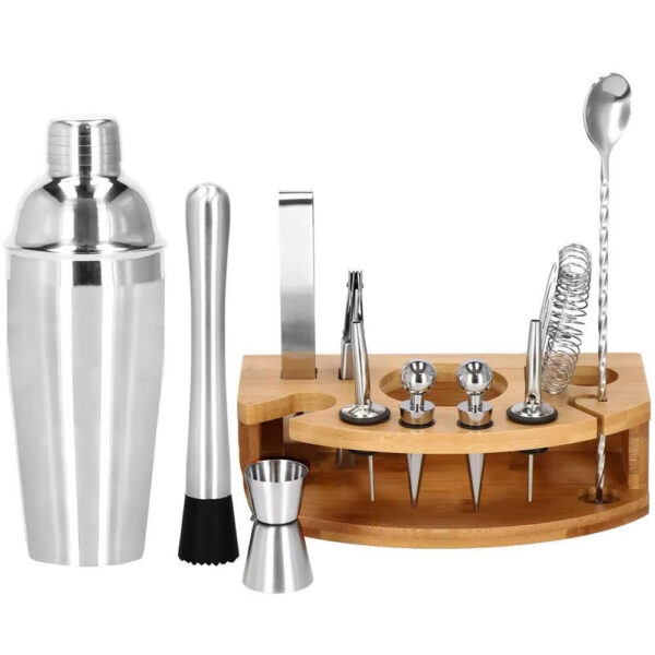 Cocktail Shaker készlet pultosoknak 750 ml, KI12, bambusz tartó, 12 darab - Image 19