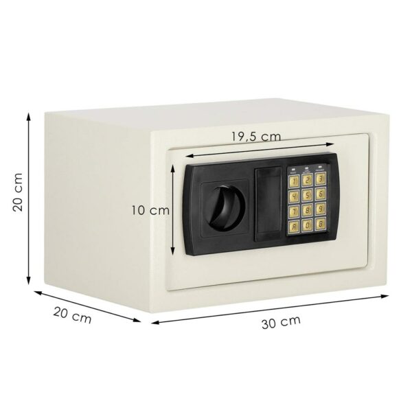 Seif electronic standard cu cifru si cheie, 200x300x200 mm, Otel, Bej - Image 18