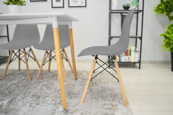 Set 4 scaune dining Scandinav pentru bucatarie, 38x42x82cm, gri - Image 13