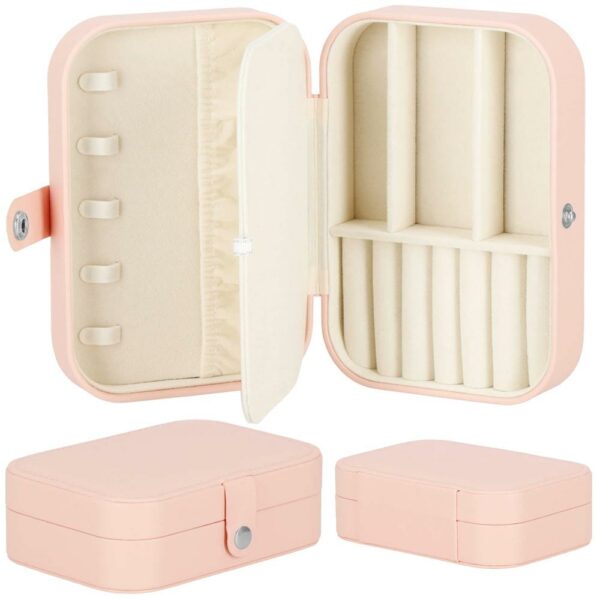 (DL) Cutie depozitare si organizare bijuterii, MDF, piele ecologica, 16 x 11 x 5cm, roz - Image 18