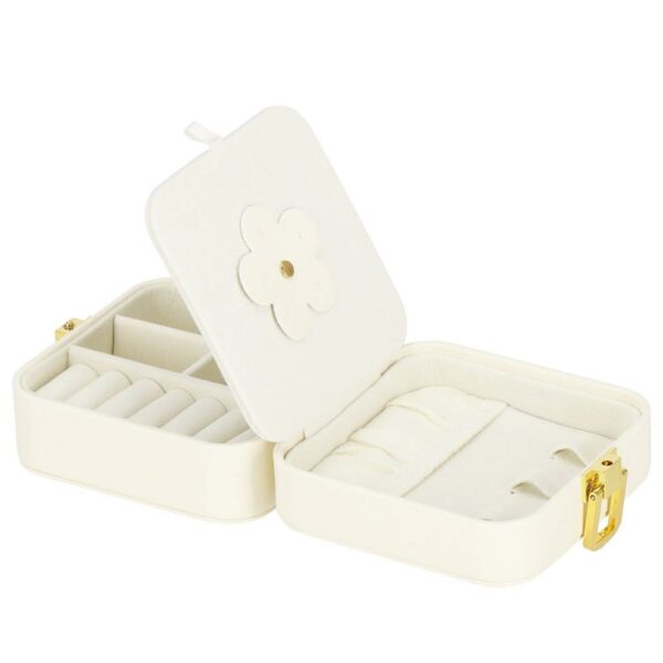 (DL) Cutie depozitare si organizare bijuterii, MDF, piele ecologica, 10 x 10 x 5cm, crem - Image 19