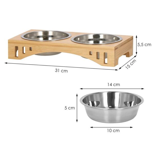 Set de 2 castroane din inox cu suport de bambus, 2x14cm - Image 19