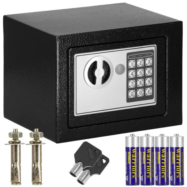 Standard elektronikus széf kóddal és kulccsal, 170x230x170 mm, Acél, Fekete - Image 18