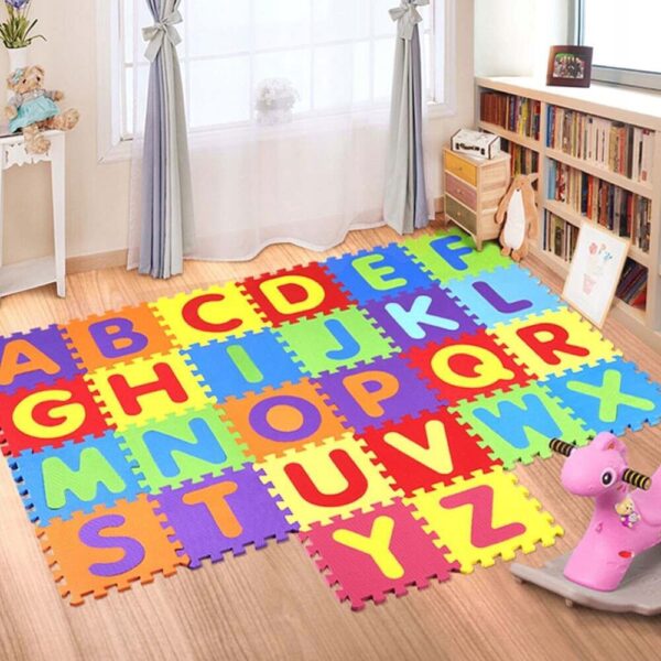 Habszivacs matrac gyerekeknek, ábécés puzzle típusú, 61 db, hőszigetelő, 170x150 cm, többszínű - Image 14