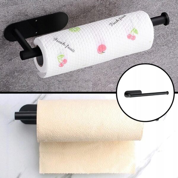 Acél wc papír tartó, öntapadós rögzítés, 33,5cm, fekete - Image 10