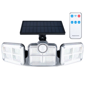 Moduláris napelemes LED projektor 3 lámpával, mozgásérzékelővel, 122 LED-del, távirányítóval