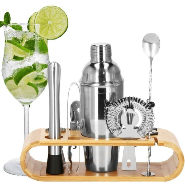 Cocktail Shaker készlet pultosoknak 750 ml, KI25, bambusz tartó, 12 darab - Image 2