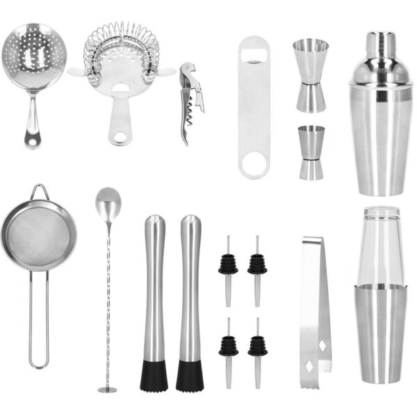 Set Cocktail Shaker Kit pentru barmani 700ml, KI18, 18 piese - Image 3