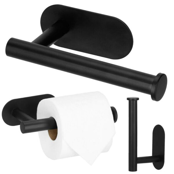 Acél wc papír tartó, öntapadós rögzítés, 16cm, fekete - Image 2