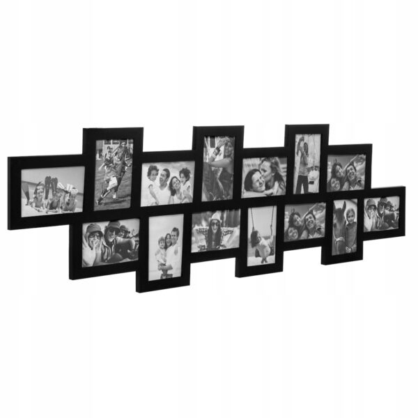 Rama foto de perete, colaj de 14 fotografii, 36x118cm, negru - Image 3