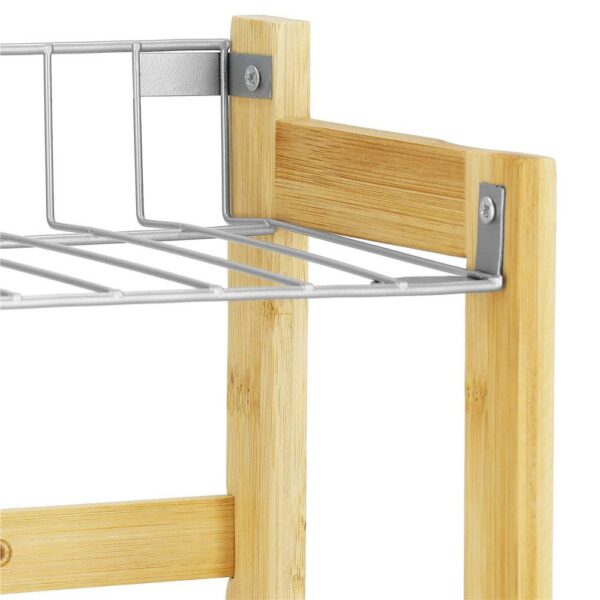 Suport organizator multifunctional cu 2 etaje, bambus si metal, 33x14x25cm - Image 2
